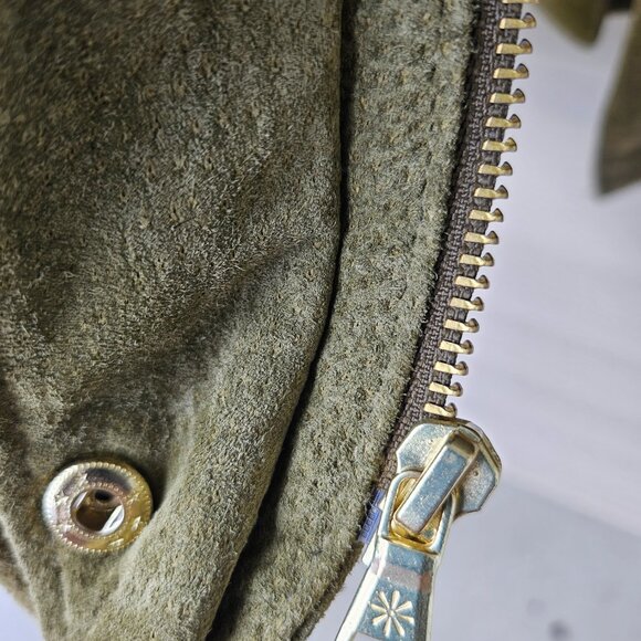 Barn Jacket Suede Jacket-Olive Green Isaac Mizrahi - Picture 8 of 12